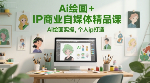 Ai绘画+IP商业自媒体精品课，Ai绘画实操，个人ip打造-淘秘副业