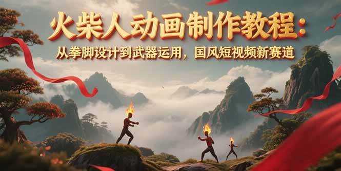 （15171期）火柴人动画制作教程：从拳脚设计到武器运用，国风短视频新赛道-淘秘副业
