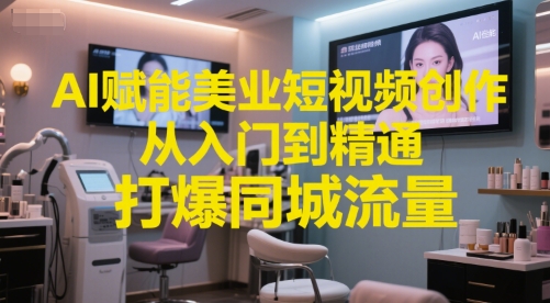 AI赋能美业短视频创作，从入门到精通，打爆同城流量，超级AI工具短视频实操落地-淘秘副业