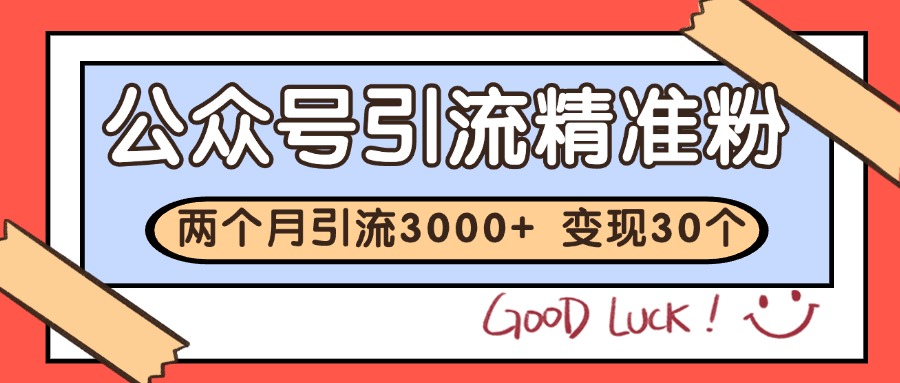 公众号精准粉引流玩法 2个月3000+精准粉 变现30万+-淘秘副业