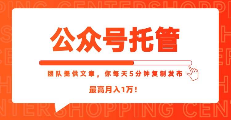 （15109期）【公众号托管 】我提供文章，你每天５分钟复制发布，最高月入1W-淘秘副业