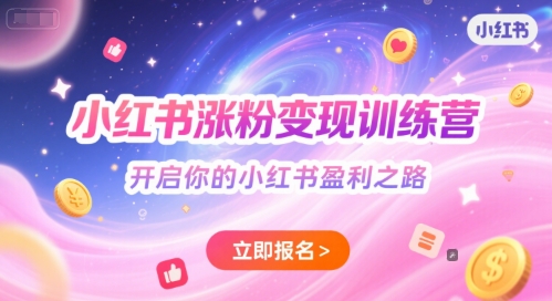 小红书涨粉变现训练营，开启你的小红书盈利之路-淘秘副业