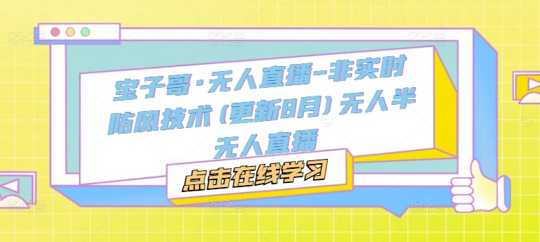 宝子哥·无人直播-非实时防风技术(更新25年6月)无人半无人直播-淘秘副业