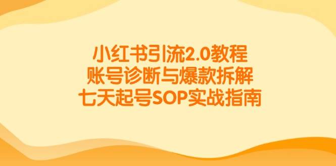 （14981期）小红书引流2.0教程，账号诊断与爆款拆解，七天起号SOP实战指南-淘秘副业