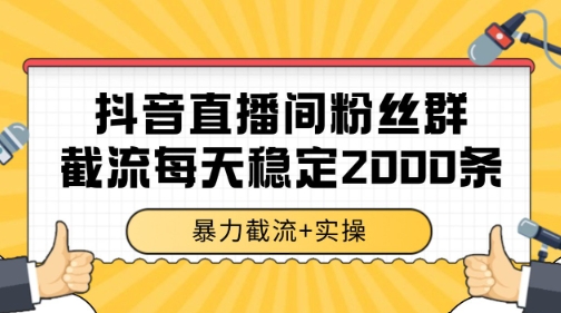 抖音直播间粉丝群暴力截流，一台电脑每天稳定2000条数据【揭秘】-淘秘副业
