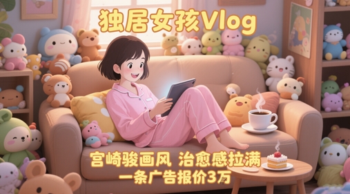 单个账号涨粉71W！用AI制作独居女孩Vlog，宫崎骏画风，治愈感拉满，一条广告报价3W-淘秘副业
