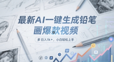 最新AI一键生成铅笔画爆款视频，多平台分发，日 入1k+，小白轻松上手【揭秘】-淘秘副业