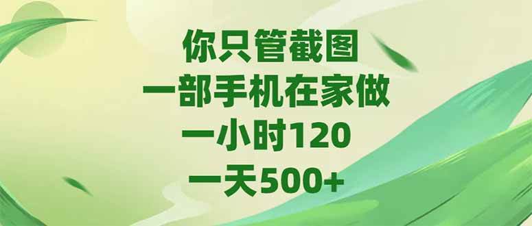 （15039期）你只管截图，一部手机在家做，一小时120，-天500+-淘秘副业