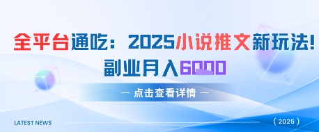 全平台通吃：2025小说推文新玩法，副业月入6k-淘秘副业