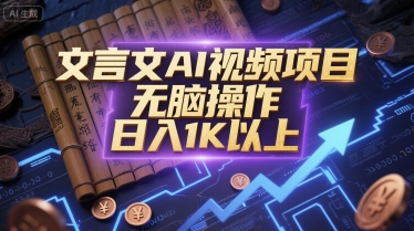 文言文AI视频项目，无脑操作，日入1K以上-淘秘副业