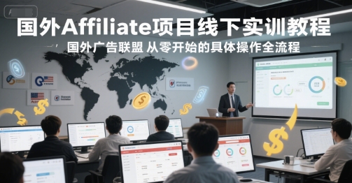 国外Affiliate项目线下实训教程，国外广告联盟从零开始的具体操作全流程-淘秘副业