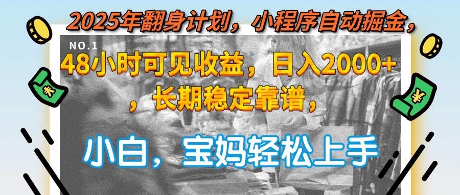 （15082期）2025年翻身计划，小程序自动掘金48小时可见收益，日入2000+，长期稳定…-淘秘副业
