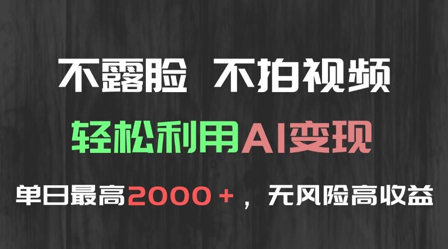 （15034期）不露脸，不拍视频，轻松利用AI变现，单日最高2000＋，无风险高利润-淘秘副业