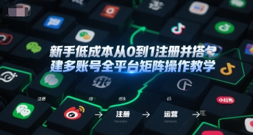 新手低成本从0到1注册并搭建多账号全平台矩阵操作教学，手机号-邮箱-IP-工具-淘秘副业