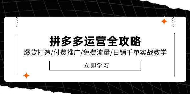 （15085期）拼多多运营全攻略，爆款打造/付费推广/免费流量/日销千单实战教学/6月更新-淘秘副业