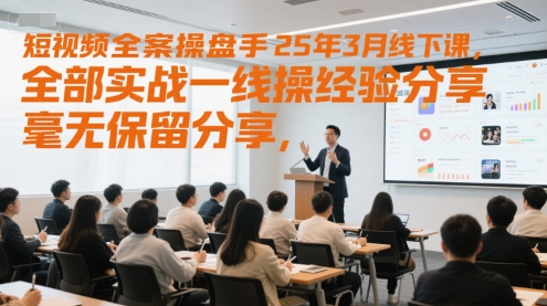 短视频全案操盘手25年3月线下课，全部实战一线操盘手经验分享，毫无保留分享，全是干货-淘秘副业