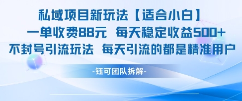 私域项目新玩法【适合小白】 一单收费88.每天稳定收益几张-淘秘副业