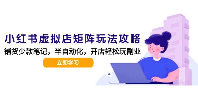小红书虚拟店矩阵玩法-更新56，AI批量制作笔记，半自动化运营日发20笔记攻略-淘秘副业