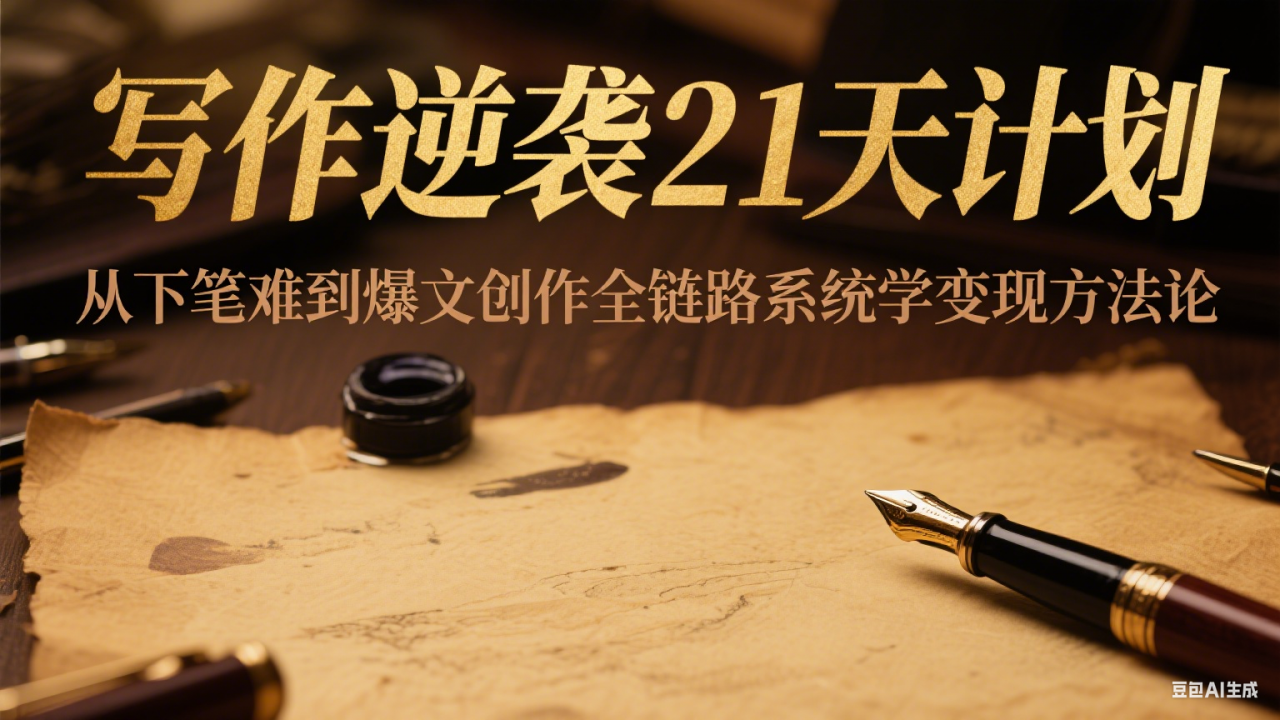 写作逆袭21天计划：从下笔难到爆文创作全链路系统学变现方法论-淘秘副业