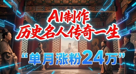 暴力起号！用AI制作历史名人传奇一生，单月涨粉24W，涨粉+变现赛道黑马来了-淘秘副业