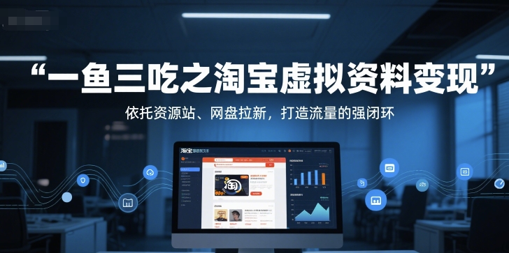一鱼三吃之淘宝虚拟资料变现，依托资源站、网盘拉新，打造流量的强闭环-淘秘副业