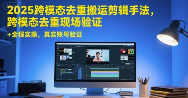 2025跨模态去重搬运剪辑手法，跨模态去重现场验证 +全程实操，真实账号验证-淘秘副业