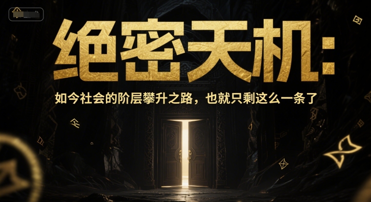 付费文章：绝密天机：如今社会的阶层攀升之路，也就只剩这么一条了-淘秘副业