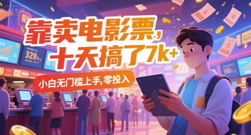 靠卖电影票，十天搞了7k+，小白无门槛上手，零投入【揭秘】-淘秘副业