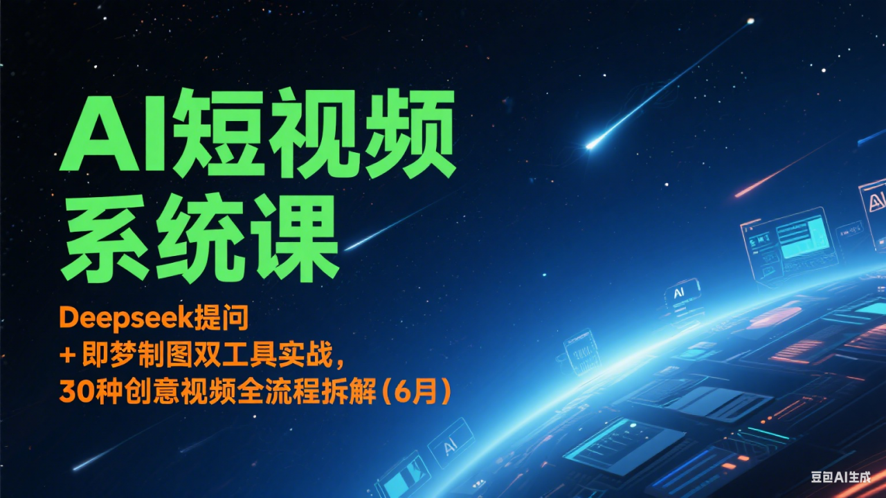 AI短视频系统课：Deepseek提问 + 即梦制图双工具实战，30种创意视频全流程拆解(6月)-淘秘副业