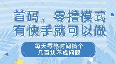 首码零撸项目，有快手就可以做，每天业务时间搞个几张不是问题【揭秘】-淘秘副业