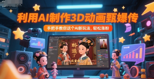 利用AI制作3D动画甄嬛传，流量爆了，手把手教你这个AI新玩法，轻松涨粉-淘秘副业
