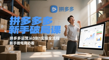 拼多多新手破局课，拼多多运营从0到1实操全流程，新手做电商必看-淘秘副业