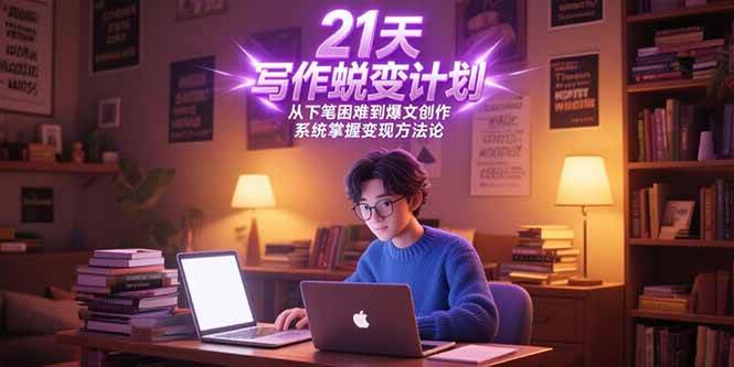 （15204期）21天写作蜕变计划，从下笔困难到爆文创作，系统掌握变现方法论-淘秘副业