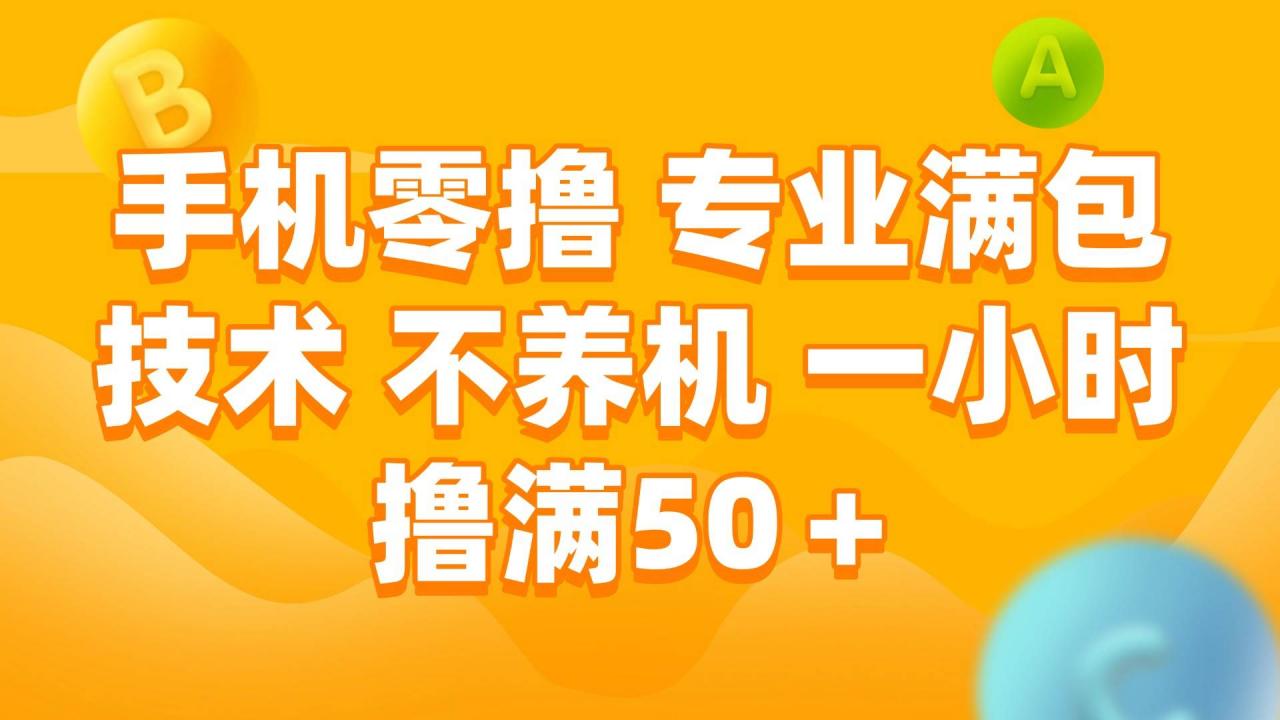 （15059期）手机零撸 专业满包技术 不养机 一小时撸满50+-淘秘副业