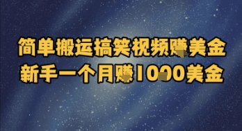 简单搬运搞笑视频挣美金，新手一个月入1k美金-淘秘副业