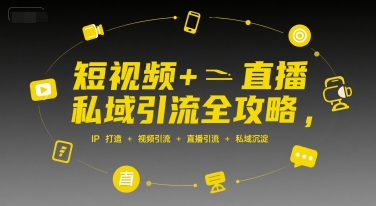 短视频+直播私域引流全攻略，IP打造 +视频引流 +直播引流 +私域沉淀-淘秘副业