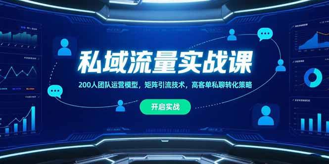 私域流量实战课，200人团队运营模型，矩阵引流技术，高客单私聊转化策略-淘秘副业
