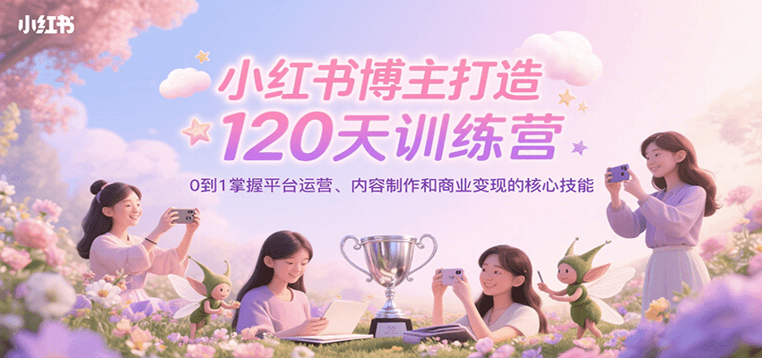 小红书博主打造120天训练营，0到1掌握平台运营、内容制作和商业变现-淘秘副业
