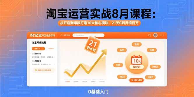 （15849期）淘宝运营实战8月课程：从开店到爆款打造10大核心模块，21天0到月销百万-淘秘副业