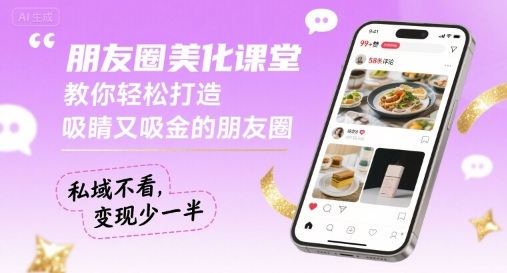 朋友圈美化课堂，教你轻松打造，吸睛又吸金的朋友圈，私域不看，变现少一半-淘秘副业