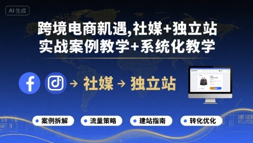 跨境电商新机遇，社媒+独立站，实战案例教学+系统化教学-淘秘副业