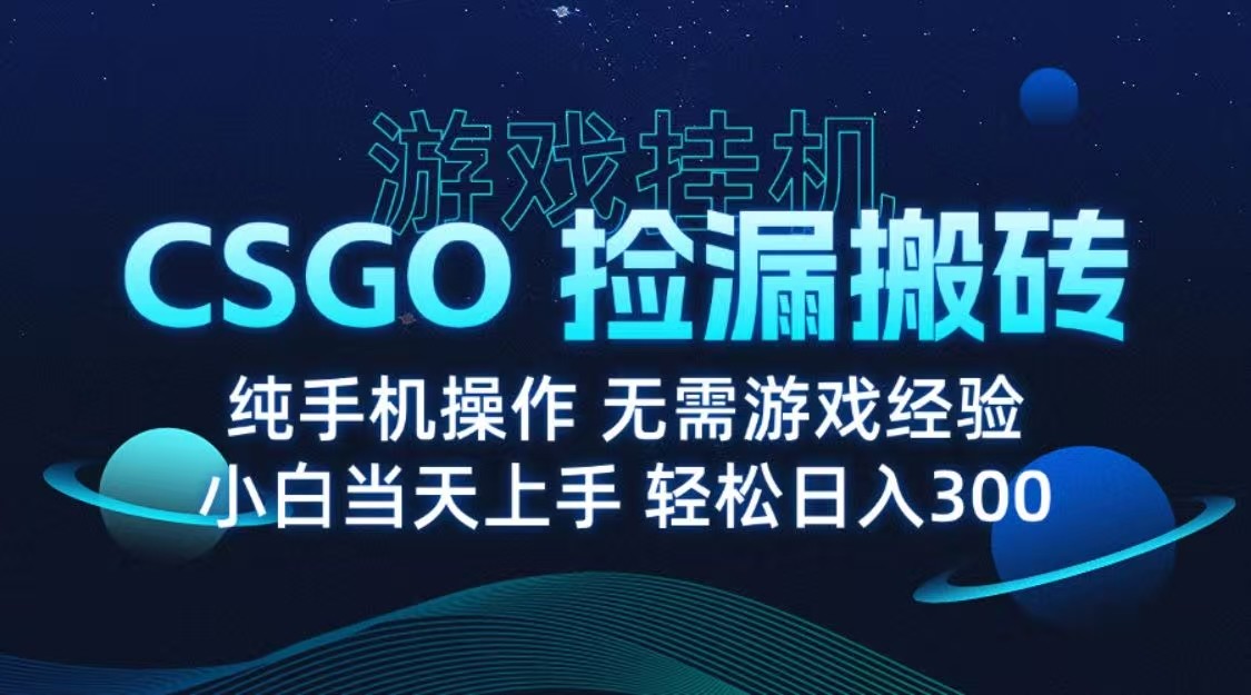 9月最新游戏搬砖,CSGO纯挂机,不需要玩游戏,实现真挂机,月入1W+