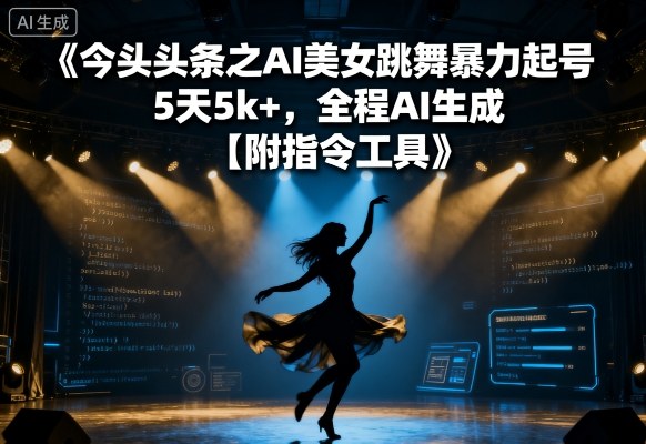 今日头条之AI美女跳舞暴力起号，5天1k+，全程AI生成【附指令工具】-淘秘副业