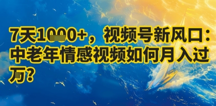 7天收益1k+，视频号新风口：中老年情感视频如何月入过W?-淘秘副业