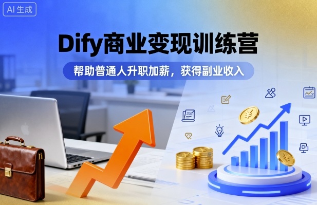 Dify商业变现训练营，帮助普通人升职加薪，获得副业收入-淘秘副业