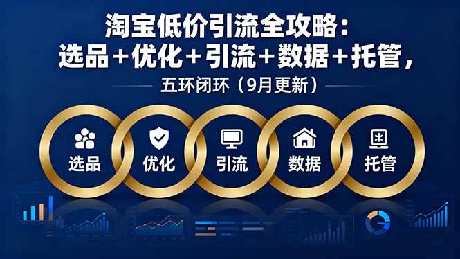 淘宝低价引流全攻略：选品＋优化＋引流＋数据＋托管，五环闭环（9月更新）-淘秘副业