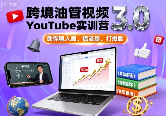 跨境油管视频YouTube实训营3.0,助你稳入局、搞流量、打爆款 跨境油管视频YouTube实训营3.0,助你稳入局、搞流量、打爆款