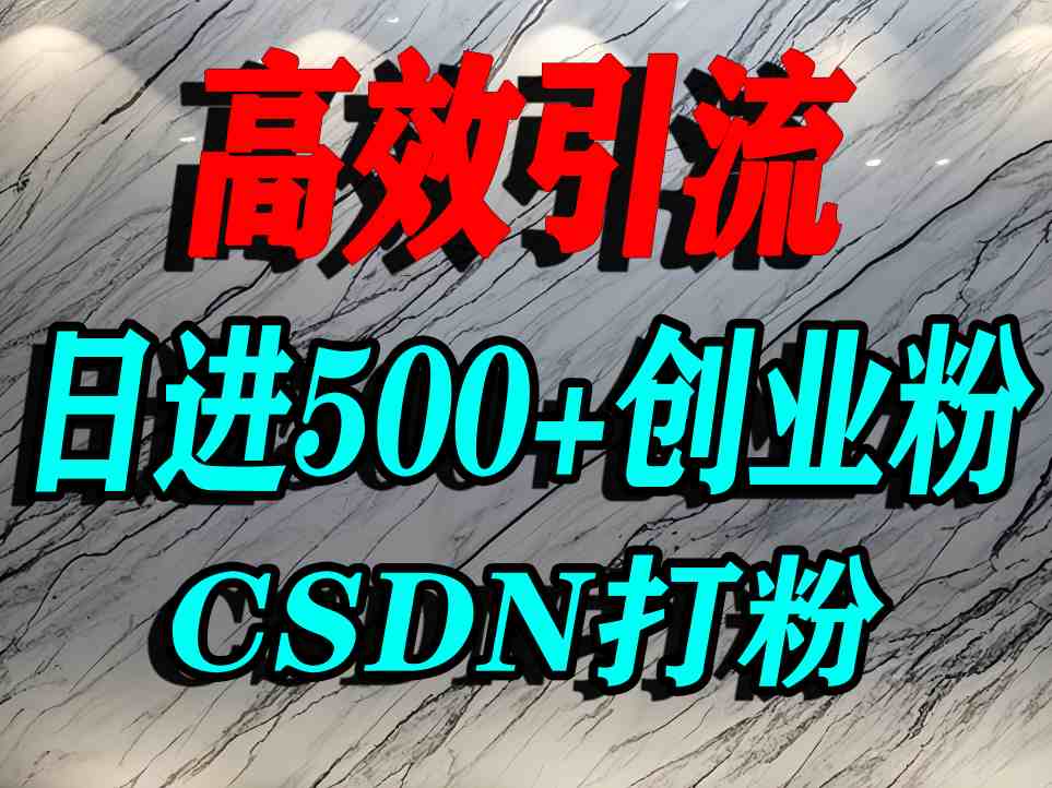 怎么打创业粉？CSDN又一个你不知道的打粉引流神秘平台，单人日引500+精准流量-淘秘副业