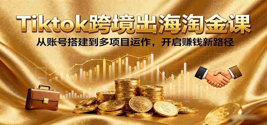 Tiktok跨境出海淘金课,从账号搭建到多项目运作,开启赚钱新路径