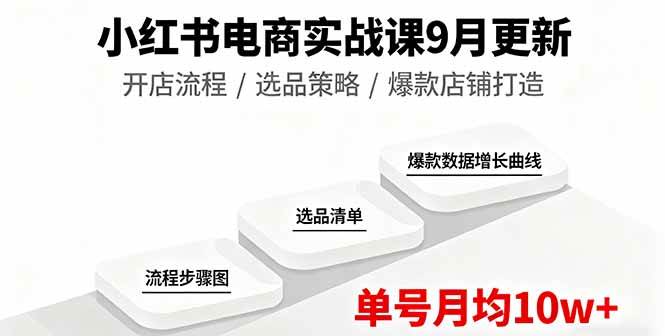 （16120期）小红书电商实战课9月更新，开店流程/选品策略/爆款店铺打造，单号月均10w+-淘秘副业